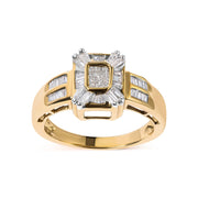 Bids.com 10K Yellow Gold 1/2 Cttw Diamond Composite and Halo Ring (H-I Color, SI1-SI2 Clarity) - Ring Size 7 Rings