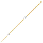 Bids.com 14k Two Tone Gold Entwined Heart Stationed Anklet Accessories