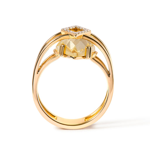 Bids.com 14K Yellow Gold 15x15 MM Marquise Cut Yellow Topaz and Diamond Accent Statement Cocktail Ring (G-H Color, SI1-SI2 Clarity) Rings