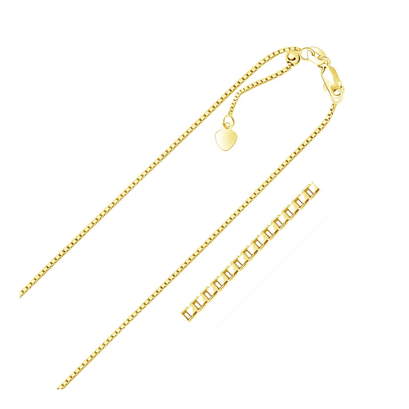 Bids.com 14k Yellow Gold Adjustable Box Chain (1.10 mm) Necklaces White Smoke 22 / Yellow Gold