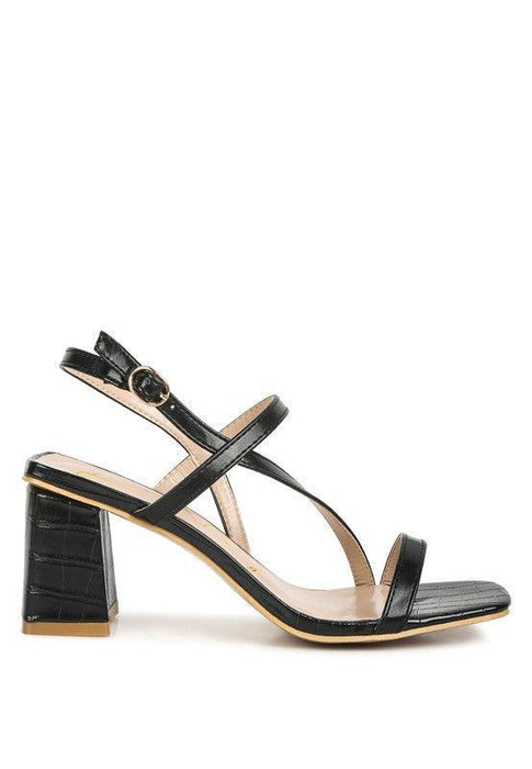 EFFIEO Croc Texture Block Heel Sandals by VYSN