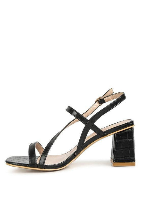 EFFIEO Croc Texture Block Heel Sandals by VYSN