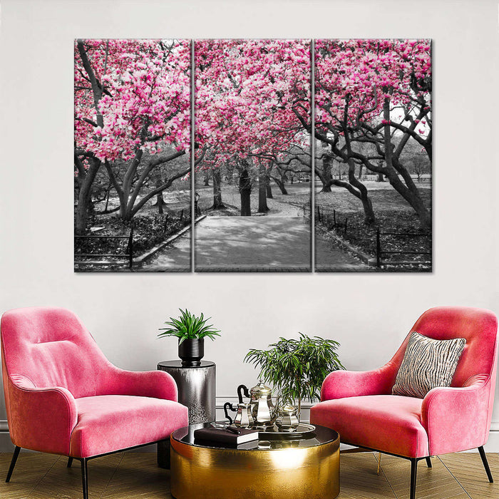 Central Park NY Cherry Blossoms Wall Art