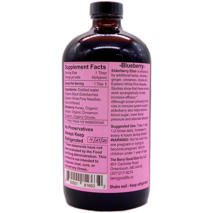 the berry good elixir company - Elderberry Elixir with Eastern White Pine 16oz - 32oz. 