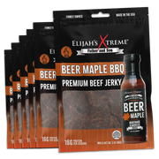 Elijah's Xtreme Beer Maple BBQ Beef Jerky - 6 bags (1lb) Beef Jerky