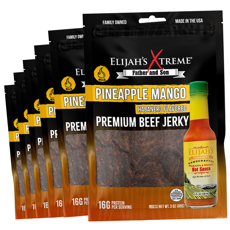 Elijah's Xtreme Pineapple-Mango Habanero Beef Jerky - 6 bags (1lb) Beef Jerky
