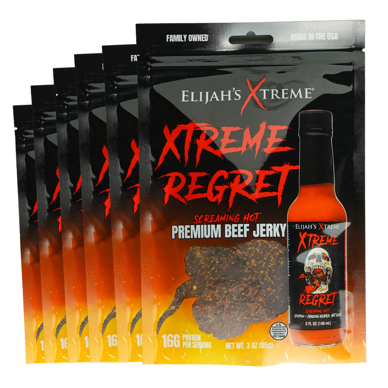 Elijah's Xtreme Xtreme Regret Spicy Beef Jerky - 6 bags (1lb) Beef Jerky