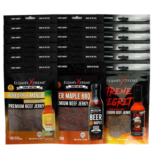 Elijah's Xtreme Elijah’s Xtreme Beef Jerky Bulk Trio - 6 bags of Each Flavor, 18 bags total (3lbs) Beef Jerky