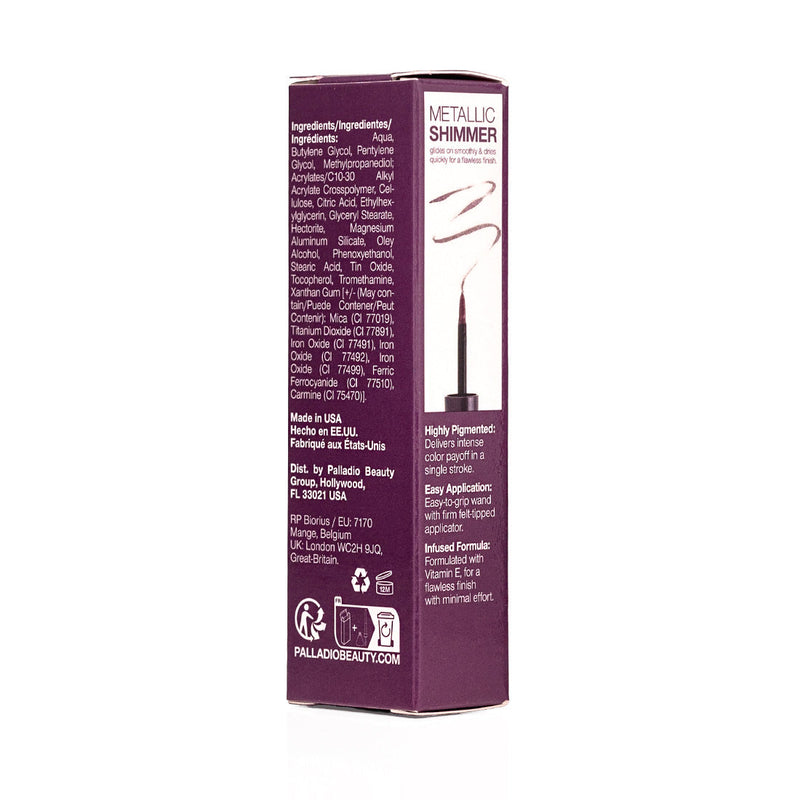 Palladio LIQUID EYELINER Eyeliner Dim Gray Black ELLS260,Black Brown ELLS261,Lavender ELLS262,Bronze ELLS265,Midnight ELLS270,Emerald Isle ELLS271,Black Shimmer ELLS274,Aquamarine ELLS275