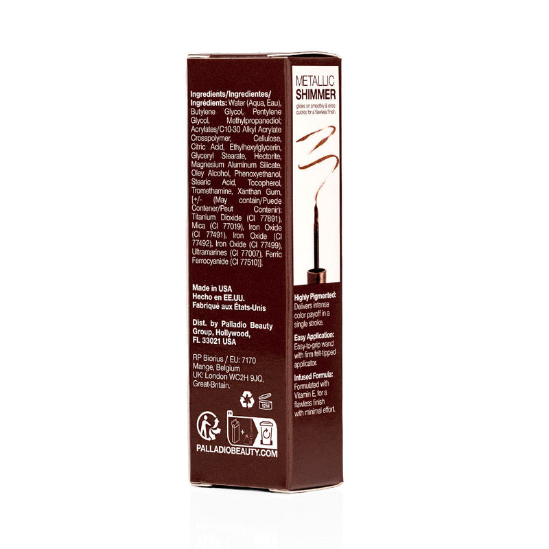 Palladio LIQUID EYELINER Eyeliner Saddle Brown Black ELLS260,Black Brown ELLS261,Lavender ELLS262,Bronze ELLS265,Midnight ELLS270,Emerald Isle ELLS271,Black Shimmer ELLS274,Aquamarine ELLS275
