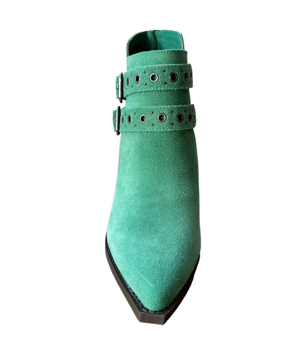 Leather Ankle Boot in Teal