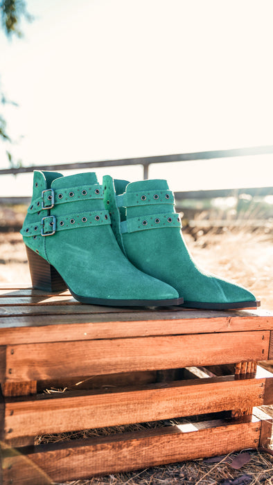 Leather Ankle Boot in Teal