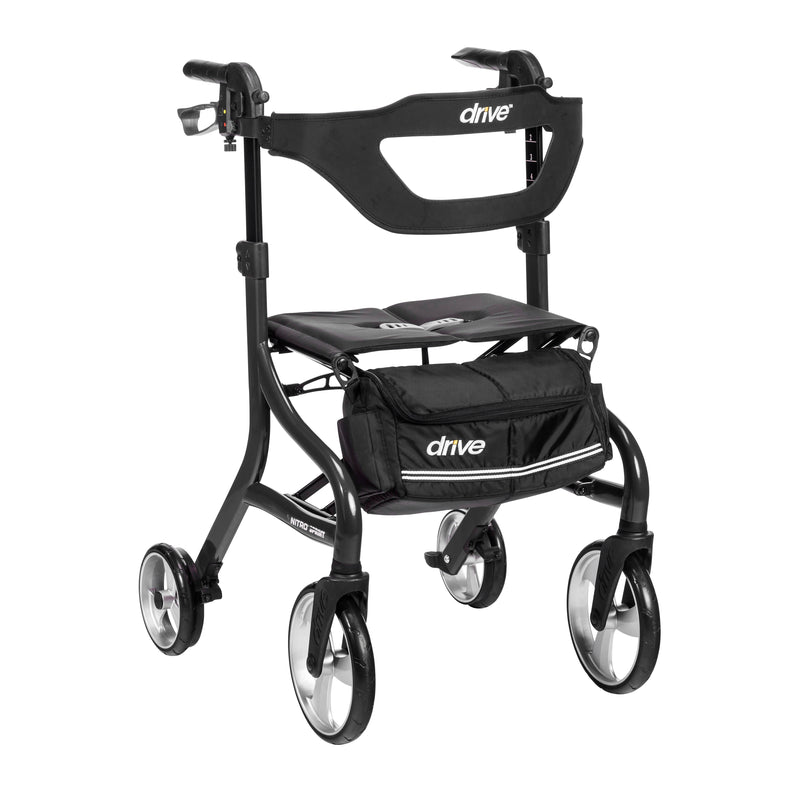 RIO Medical Supplies Nitro Sprint Rollator Rolling Walker, Tall, Black