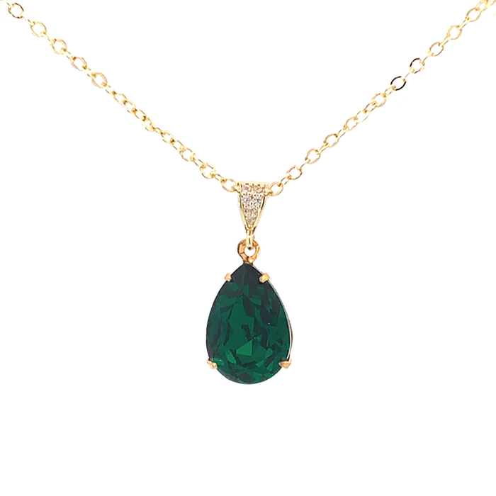 Emerald Crystal Teardrop Necklace