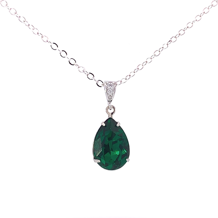 Emerald Crystal Teardrop Necklace