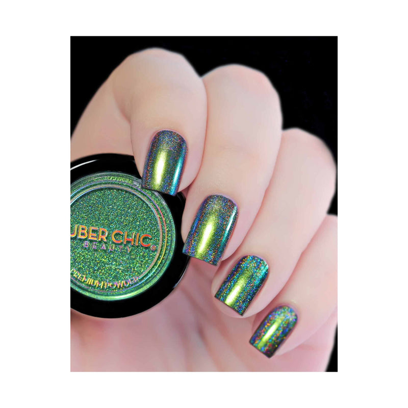 UberChic Beauty Chameleon Holographic Nail Powder: Emerald Isle Powder