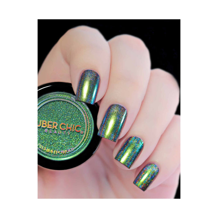 Uberchic Beauty Chameleon Holographic Nail Powder: Emerald Isle