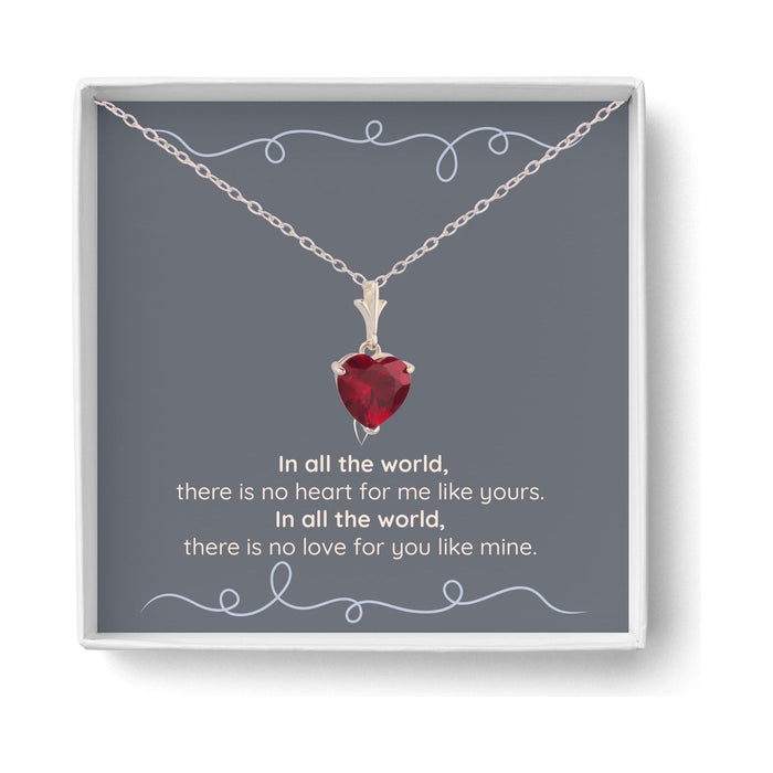 925 Sterling Silver Red Heart Pendant Necklace