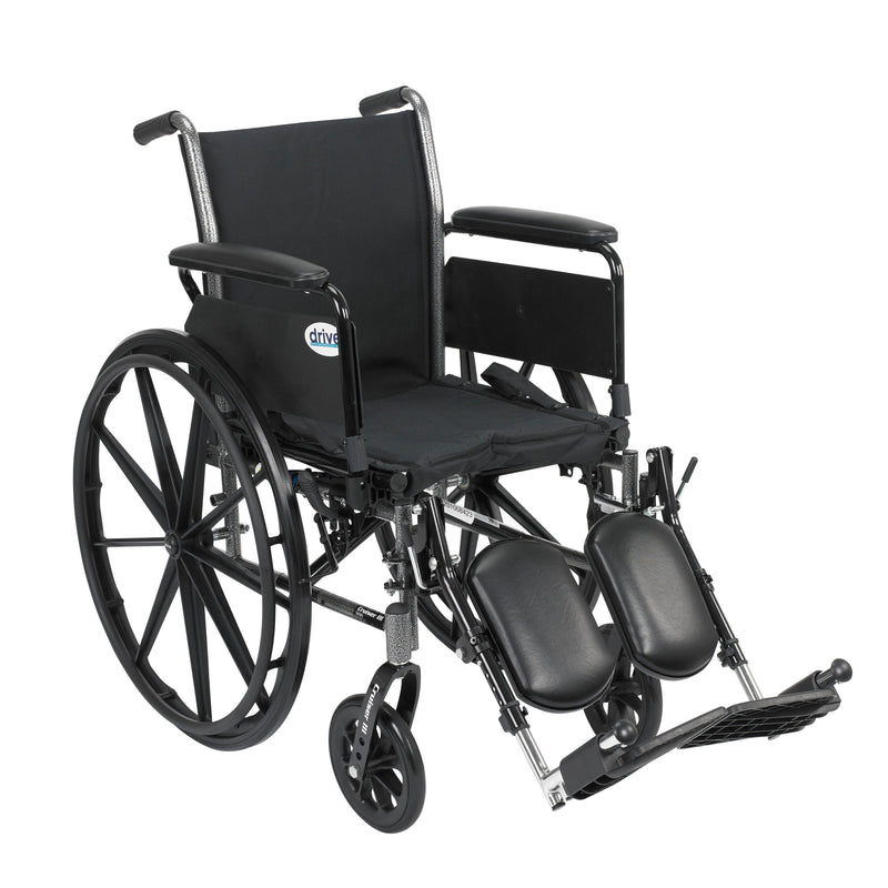RIO Medical Supplies Cruiser III Light Weight Wheelchair with Flip Back Removable Arms, Full Arms, Elevating Leg Rests, 20" Seat