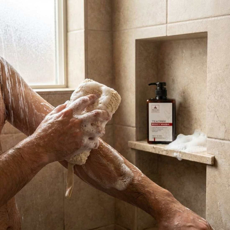 Shave Essentials Exfoliating Bath Sponge Shower Sponges, Brushes & Scrubs