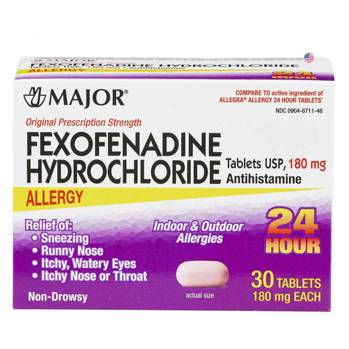Major Fexofenadine HCl 180 mg Tablets (30 Count) Medicine & Drugs