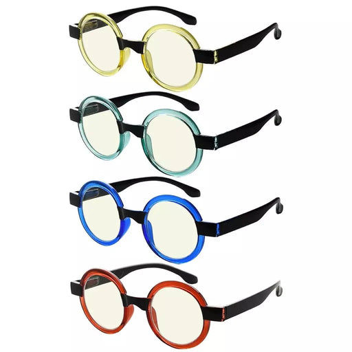 eyekeeper.com Eyeglasses Vintage Round Blue Light Filter 4 Pack UVR2007C Eyeglasses
