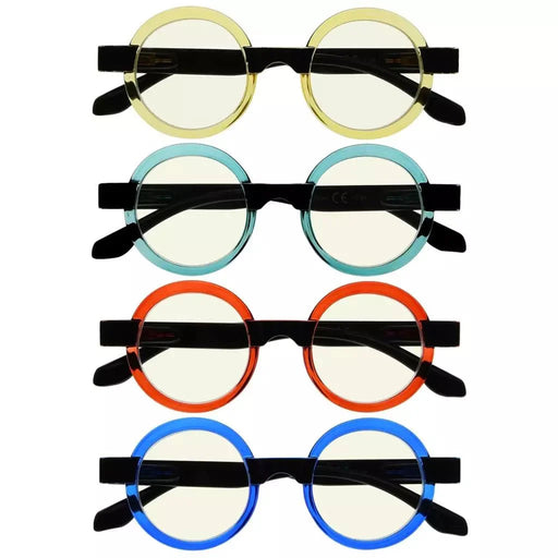 eyekeeper.com Eyeglasses Vintage Round Blue Light Filter 4 Pack UVR2007C Eyeglasses