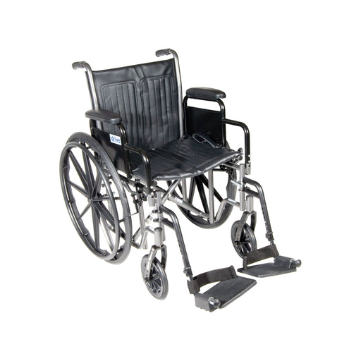 RIO Medical Supplies Silver Sport 2 Wheelchair, Detachable Desk Arms, Swing away Footrests, 18" Seat