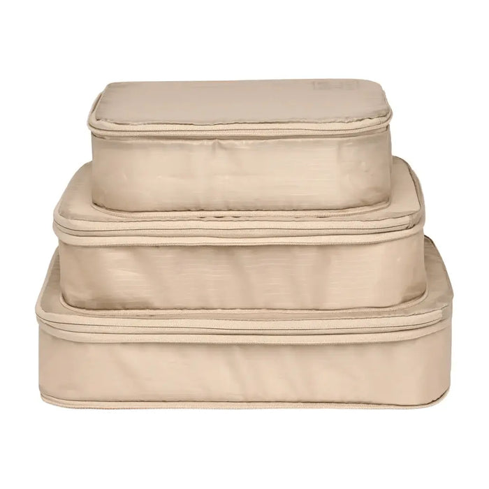 Bag-All - Re-Cycled And Reinforced Nylon Compression Packing Cubes, 3-Pack Taupe