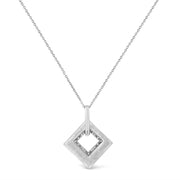 Bids.com .925 Sterling Silver Pave-Set Diamond Accent Kite Shape 18" Pendant Necklace (I-J Color, I1-I2 Clarity) Necklaces