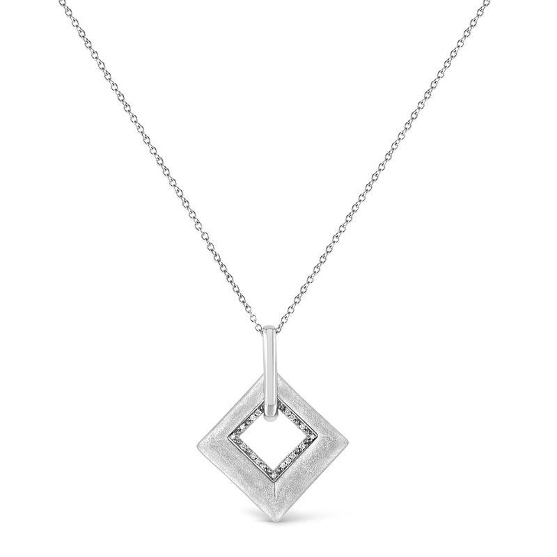 Bids.com .925 Sterling Silver Pave-Set Diamond Accent Kite Shape 18" Pendant Necklace (I-J Color, I1-I2 Clarity) Necklaces
