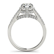 Bids.com 14k White Gold Round Cut Pave Set Shank Diamond Engagement Ring (1 3/8 cttw) Rings
