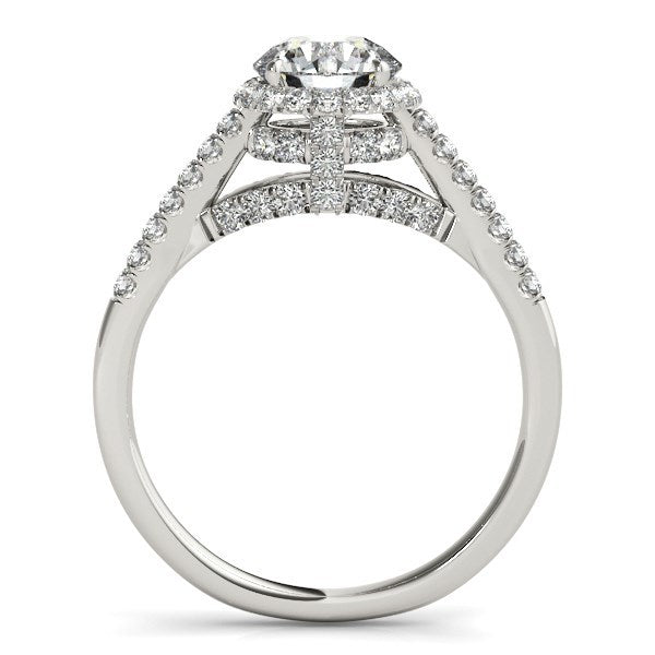 Bids.com 14k White Gold Round Cut Pave Set Shank Diamond Engagement Ring (1 3/8 cttw) Rings