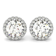 Bids.com 14k White Gold Round Prong Halo Style Earrings (1 cttw) Earrings