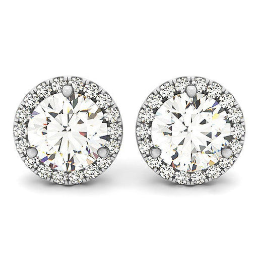 Bids.com 14k White Gold Round Prong Halo Style Earrings (1 cttw) Earrings