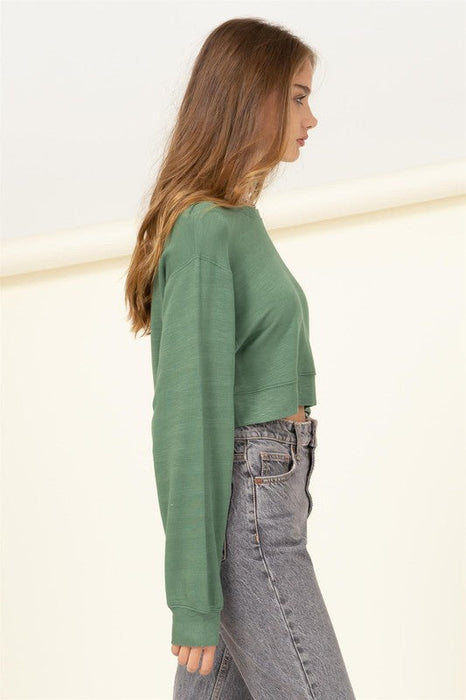 Drop-Shoulder Cropped Sweatshirt