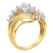 Bids.com 10K Two-Toned Diamond Bypass Ring (1 Cttw, H-I Color, SI2-I1 Clarity) - Size 6-1/2 Rings