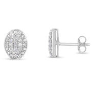 Bids.com Sterling Silver Round Diamond Oval Cluster Earrings (1/2 cttw, I-J Color, I2-I3 Clarity) Earrings