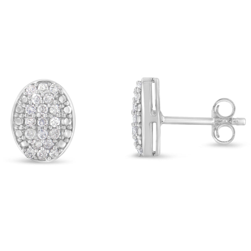 Bids.com Sterling Silver Round Diamond Oval Cluster Earrings (1/2 cttw, I-J Color, I2-I3 Clarity) Earrings