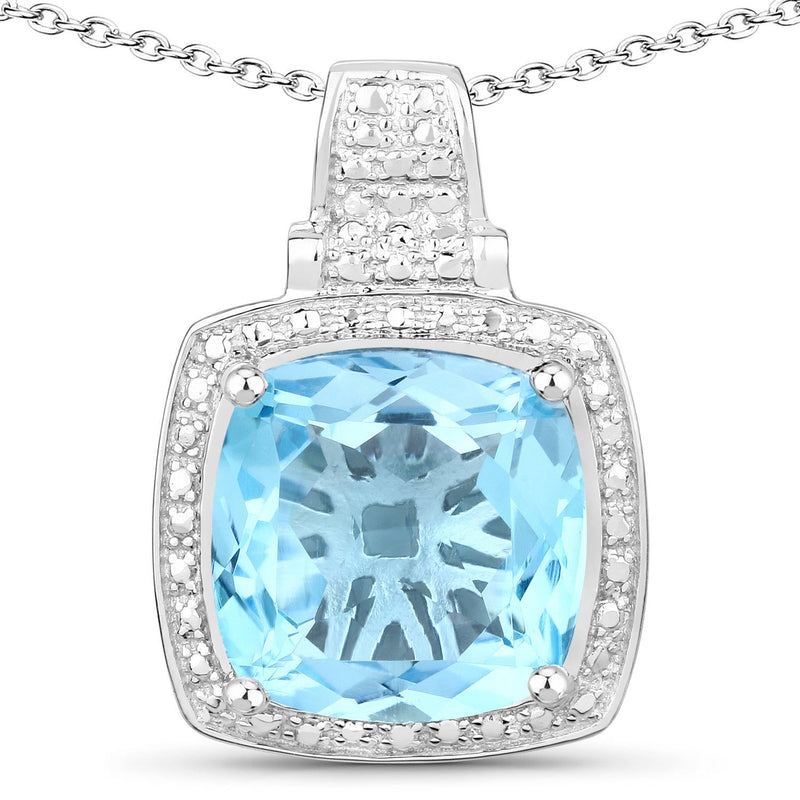 Bids.com 6.95 Carat Genuine Blue Topaz .925 Sterling Silver Pendant Pendants