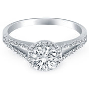 Bids.com 14k White Gold Diamond Halo Split Shank Engagement Ring Rings