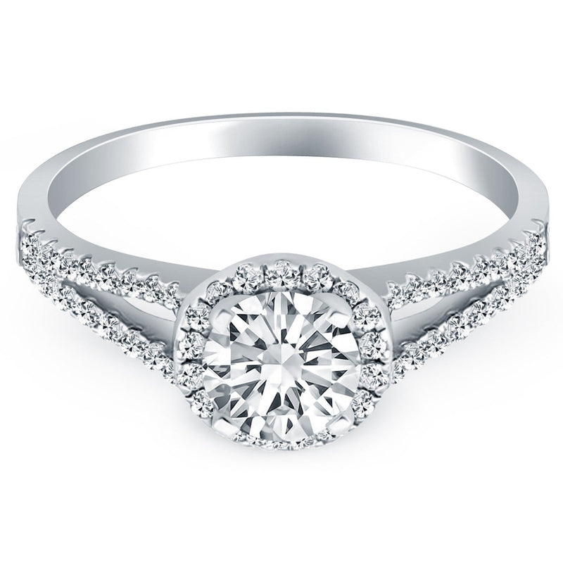 Bids.com 14k White Gold Diamond Halo Split Shank Engagement Ring Rings