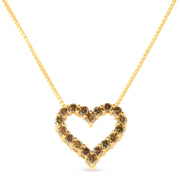 Bids.com 14K Yellow Gold Plated .925 Sterling Silver 1.0 Cttw Champagne Diamond Heart Pendant Necklace (K-L Color, I1-I2 Clarity) - 18" Necklaces
