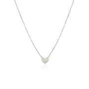 Bids.com 14k White Gold Polished Mini Heart Necklace Necklaces