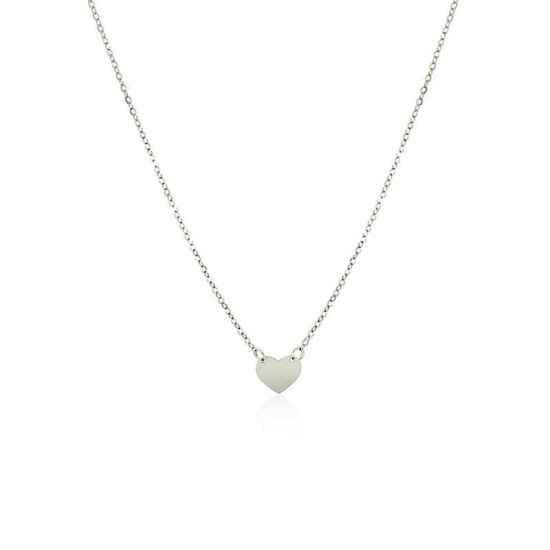 Bids.com 14k White Gold Polished Mini Heart Necklace Necklaces