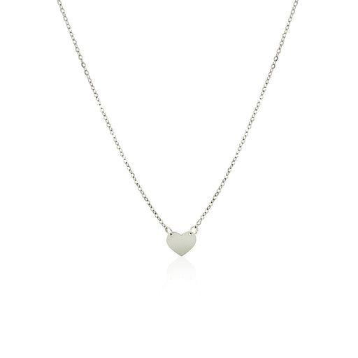 Bids.com 14k White Gold Polished Mini Heart Necklace Necklaces
