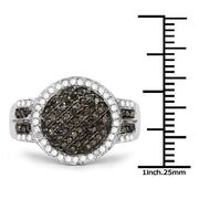 Bids.com 0.44 Carat Genuine Champagne Diamond and White Diamond .925 Sterling Silver Ring Rings