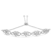 Bids.com .925 Sterling Silver Miracle Set Diamond Accented Infinity Hearts 6â€-9â€ Adjustable Bolo Bracelet (H-I Color, I2-I3 Clarity) Bracelets