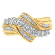 Bids.com 10K Two-Toned Diamond Bypass Ring (1 Cttw, H-I Color, SI2-I1 Clarity) - Size 6-1/2 Rings