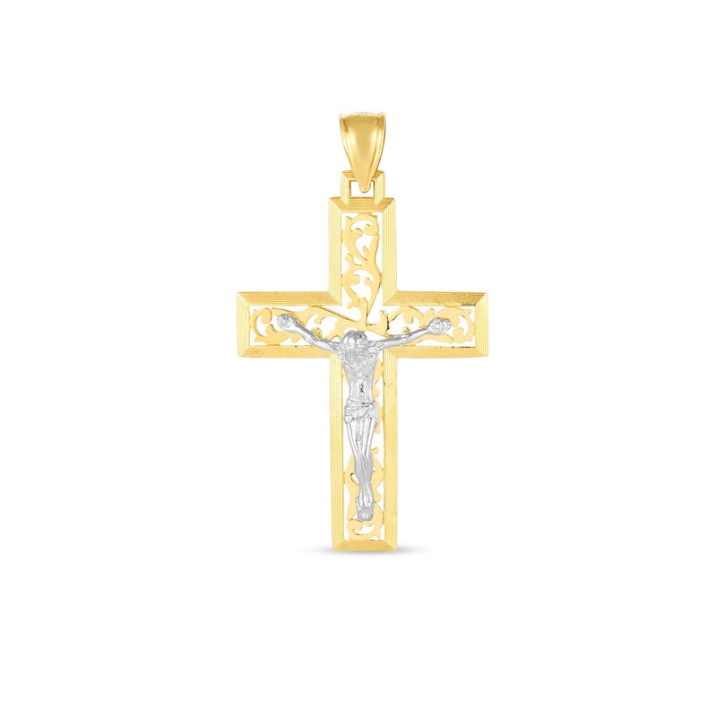 Bids.com 14k Two Tone Gold High Polish Diamond Cut Cross Pendant Pendants